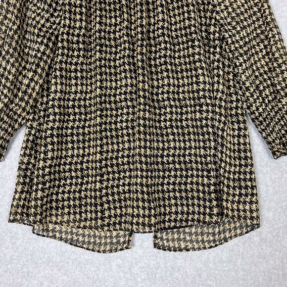 Soft Surroundings Black Gold Houndstooth 3/4 Sleeves Blouse Size Medium Petite - Picture 4 of 10